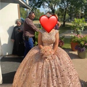Elegant Pink and Gold Gown